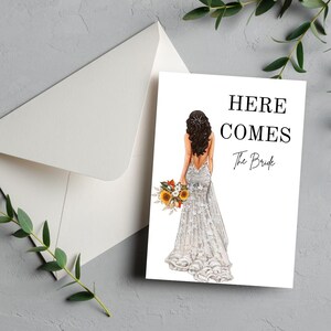 Tarjeta digital de descarga "Aquí viene la novia", invitación de boda imprimible, invitación para despedida de soltera, descarga instantánea, boda rústica elegante