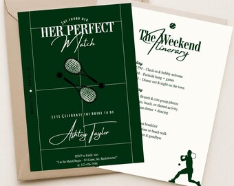 Tennis Bachelorette Invite - She Found Her Match Invitation Card, Ready Set Match Tennis Party Invitation