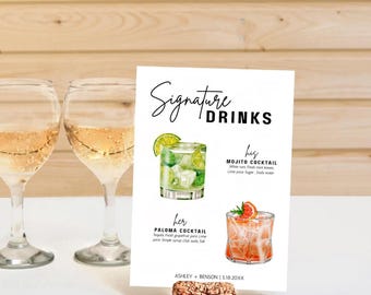 Wedding Bar Menu Template Bar Menu Wedding Sign Editable Signature Cocktail Sign Signature Drink Sign Wedding Drink Sign Bride Groom Drink