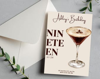 ANY AGE A Tini Bit Older Birthday Invitation, Martini Birthday Digital Invitation, Girls Night Invite, Espresso Martini Coquette Invitation