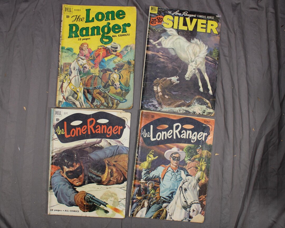 Vintage 1950s Lone Ranger Comics Lot - Dell Western Action, Silver ...