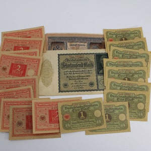 Group of 20 - 1898 - 1920 1 - 10,000 Mark Banknotes - German Empire and Weimar Republic Banknotes - many consecutive numbers