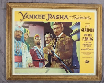 Yankee Pasha Movie Lobby Card -1954 Film Jeff Chandler Rhonda Fleming - Framed