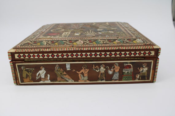 Vintage Handmade Egyptian Inlaid Box. 10 1/2"x10 … - image 3