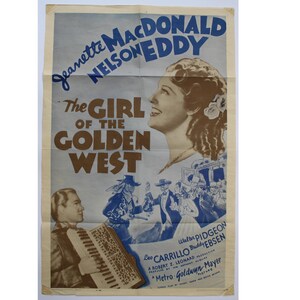 The girl of the Golden West 1962 27 x 41 Jeanette McDonald Nelson Eddy Walter Pidgeon Buddy Ebsen R62