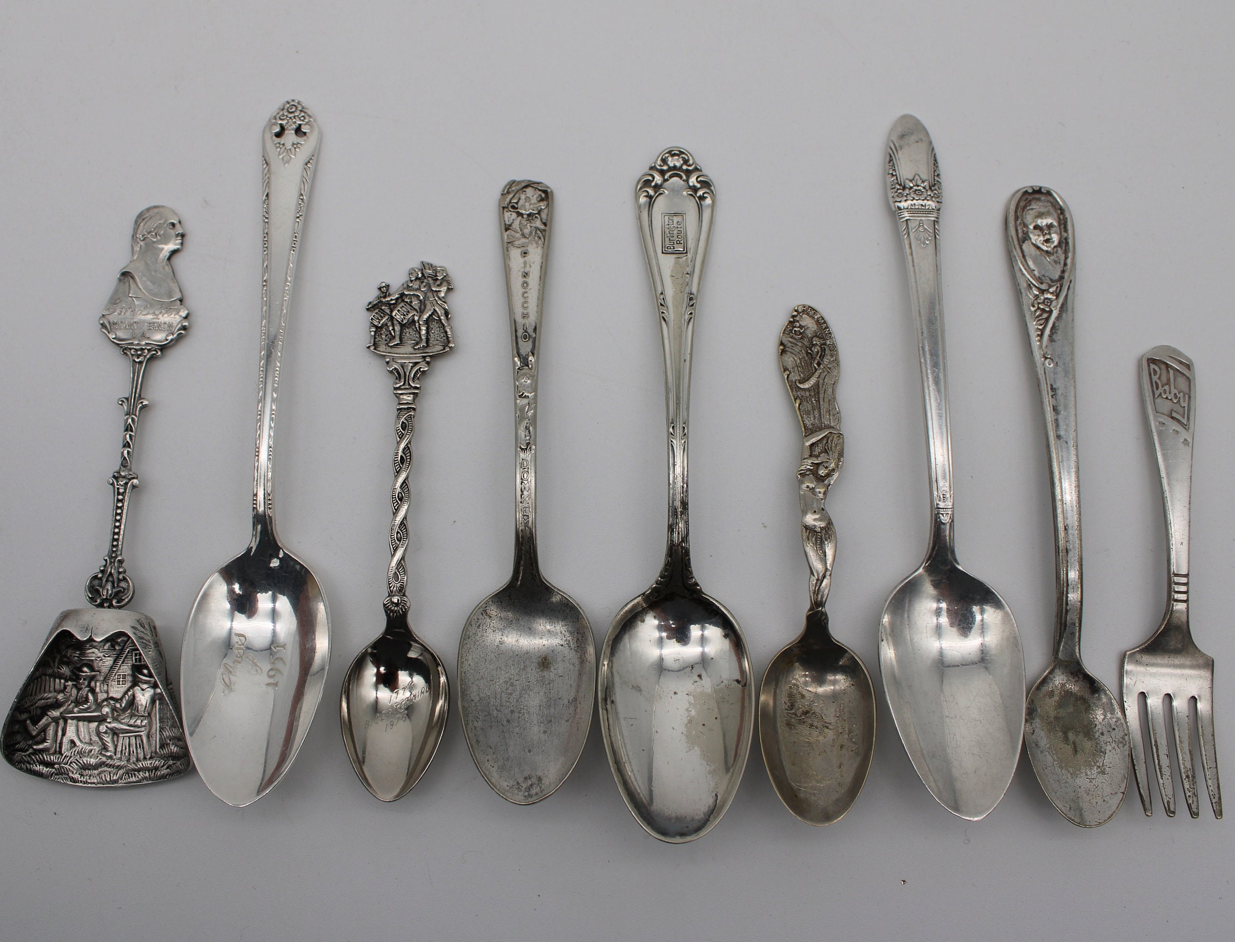 Souvenir Silver Plate Spoon Set – Washington, Pinocchio, Gerber