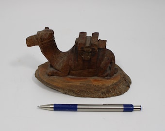 Early 20th Century Carved Wood Camel Made in Jerusalem