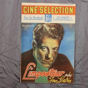 Vintage 1944 Cine Selection Magazine Jean Gabin L&#39;Imposteur French Film Collectible