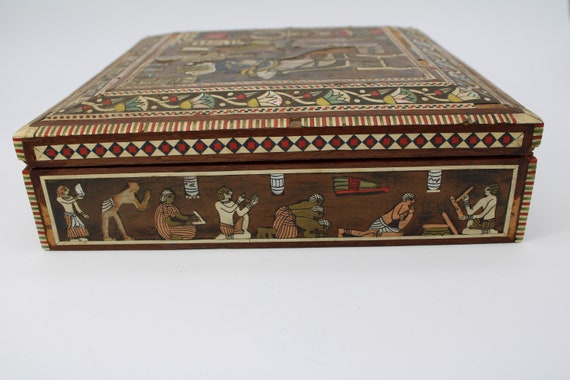 Vintage Handmade Egyptian Inlaid Box. 10 1/2"x10 … - image 4