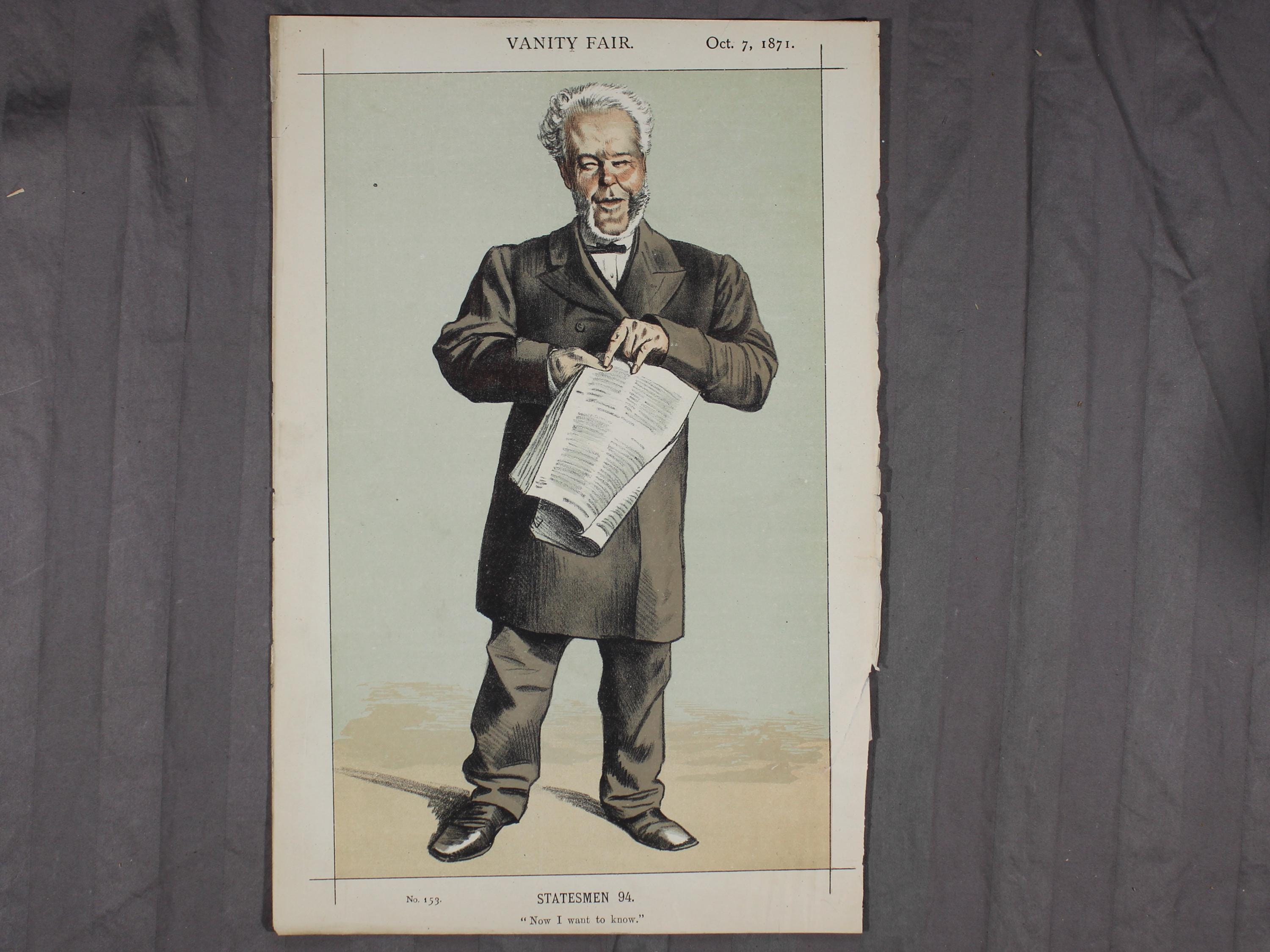 英国アンティークVanity Fair風刺画/カリカチュア(91-265-2) Vanity Fair the Statesman - Etsy