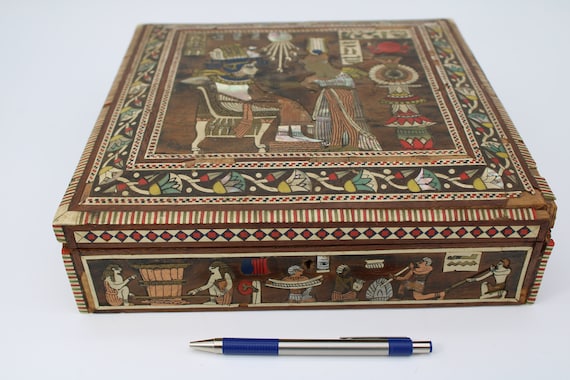 Vintage Handmade Egyptian Inlaid Box. 10 1/2"x10 … - image 1