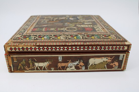 Vintage Handmade Egyptian Inlaid Box. 10 1/2"x10 … - image 5
