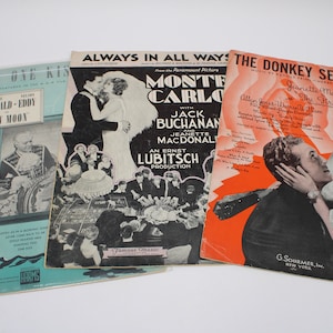 Jeanette McDonald Original Print Sheet Music - 1930&#39;s & 1940&#39;s - Nelson Eddy, Monte Carlo, New Moon, Donkey Serenade