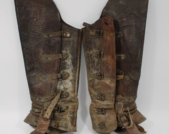 Vintage WWI Military Leggings / Gaiters. Tall Buckle-up. Worn During WWI or Before.