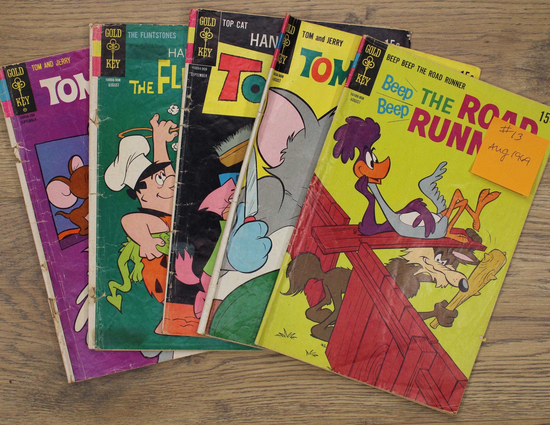 Five Gold Key Comics Bronze Age Tom & Jerry Road Runner Top Cat Flintstones
