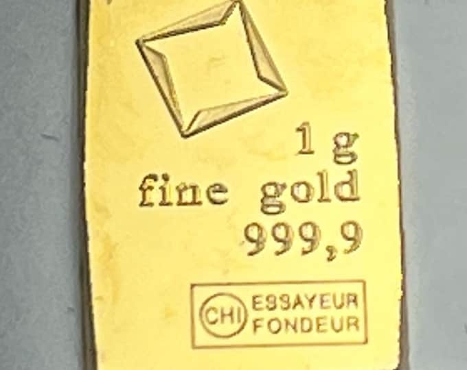 1 Gram 999,9 Fine Gold Bar - Valcambi - Essayeur Fondeur (assayed and
