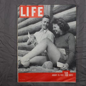 Life Magazine August 26, 1940 Boy and Girl in Rockies WWII 10 1/2 x 14