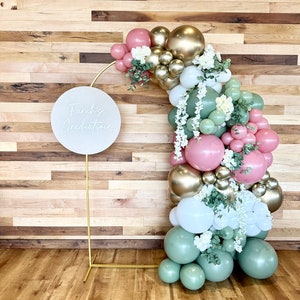 Boho Eucalyptus Balloon Arch Kit | Neutral Balloon Arch | Baby Shower Balloon Garland | Bridal Shower Decor | Pink Themed Baby Shower