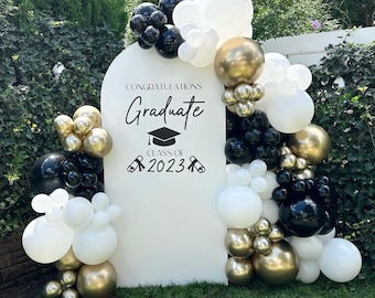 Graduation Balloon Arch Kit | Black Balloon Arch | Gold Balloon Garland | Party Decor | Graduation Theme Party