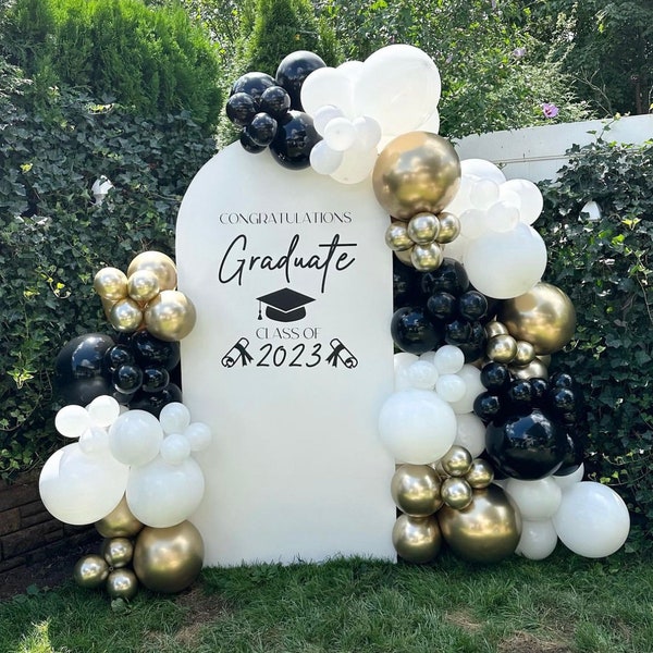 Graduation Balloon Arch Kit | Black Balloon Arch | Gold Balloon Garland | Party Decor | Graduation Theme Party