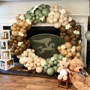 Kit d'arche de ballons We Can Bearly Wait | Ours en montgolfière | Guirlande de ballons pour baby shower | Décoration de douche nuptiale | Baby Shower Bearly Wait