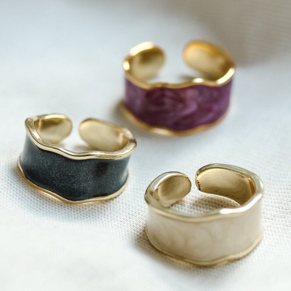 Trendige Ringe für Frauen, Erschwinglicher Goldring, Abstrakter Ring, Verstellbarer Ring, 18K Gold, anlaufgeschützt, Moderner Ring, Abstrakter Schmuck