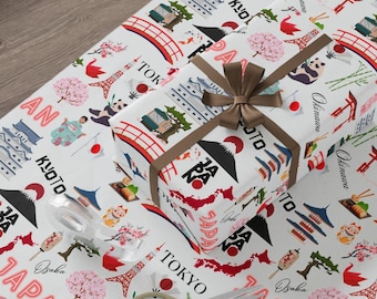 Papel de regalo japonés, papel de regalo para viajes, papel de regalo navideño japonés, lugares emblemáticos de Kioto, papel de regalo de cumpleaños, papel de regalo con temática japonesa