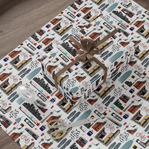 Toronto wrapping paper, Travel themed gift wrap, Toronto pattern gift wrap, The 6ix, Toronto skyline,  Toronto Christmas gift wrap, Cn tower