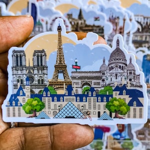 Paris sticker, Illustrated Paris Landmarks sticker, Europe travel stickers, Planner Journal Notebook sticker, Paris Laptop sticker