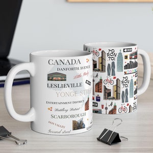 Toronto coffee mug, Illustrated Toronto Mug, Toronto streets, 6ix mug, Toronto Ontario street names, Toronto souvenir gift, Toronto mug