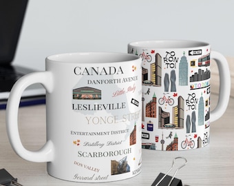 Toronto coffee mug, Illustrated Toronto Mug, Toronto streets, 6ix mug, Toronto Ontario street names, Toronto souvenir gift, Toronto mug