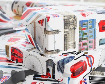 London wrapping paper, Travel themed gift wrap, London Holiday wrapping paper, Christmas gift wrap, London Christmas gift wrap