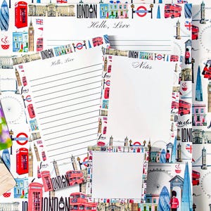 London notepad, England themed Memo Pad, British Icons notepad set, Blank and lined page notepads, London stationery souveni