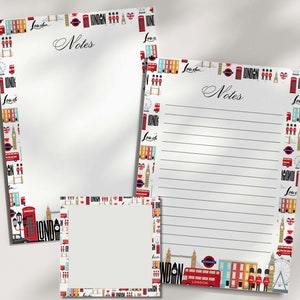 Bloc de notas de Londres, Bloc de notas con temática de Londres, Inglaterra, Bloc de notas británico, Bloc de notas con páginas en blanco y rayadas, Recuerdos de papelería de Londres, Regalos coloridos