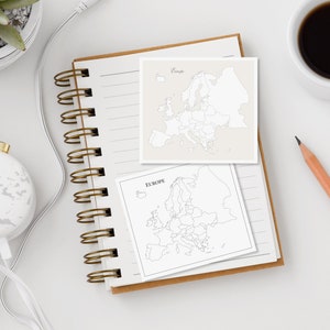 Sticker Europa-kaart, Ingekleurde sticker Europa-kaart, Sticker Europa kaarttracker, Scrapbookingstickers voor reizen, Kaartstickers plannerjournaal