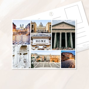 Carte postale de Rome, Cartes postales de voyage, Art du voyage à Rome, Monuments italiens, Colisée, Panthéon, Photographie Rome Italie, Cadeau souvenir Rome