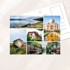 Around the world postcard, Travel postcard, Travel art, World travel landmarks, Scrapbooking postcards, Travel photography, Travel souvenirs