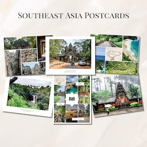 Südostasien Postkarten, Bali Postkarten-Set, Kambodscha Postkarten, Original Reisekunst, Südostasien Souvenirs, Postkartenpaket, Fotocollage