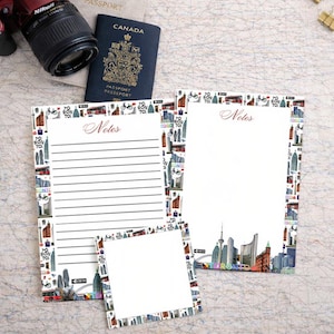 Toronto notepad, Toronto themed Memo Pad, Toronto Ontario notepad, Blank and lined page notepads, Toronto stationery souvenir, Toronto gift