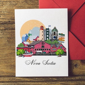 Biglietto d'auguri della Nuova Scozia, biglietto d'auguri a tema viaggio, set di biglietti d'auguri di viaggio della Nuova Scozia, biglietto illustrato della Nuova Scozia, regalo della Nuova Scozia