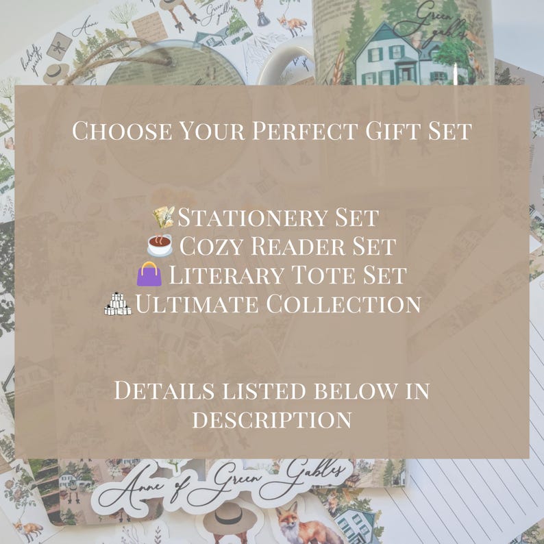 Anne of Green Gables gift set for book lovers, cozy literary stationery box inspired by L.M. Montgomery image 2