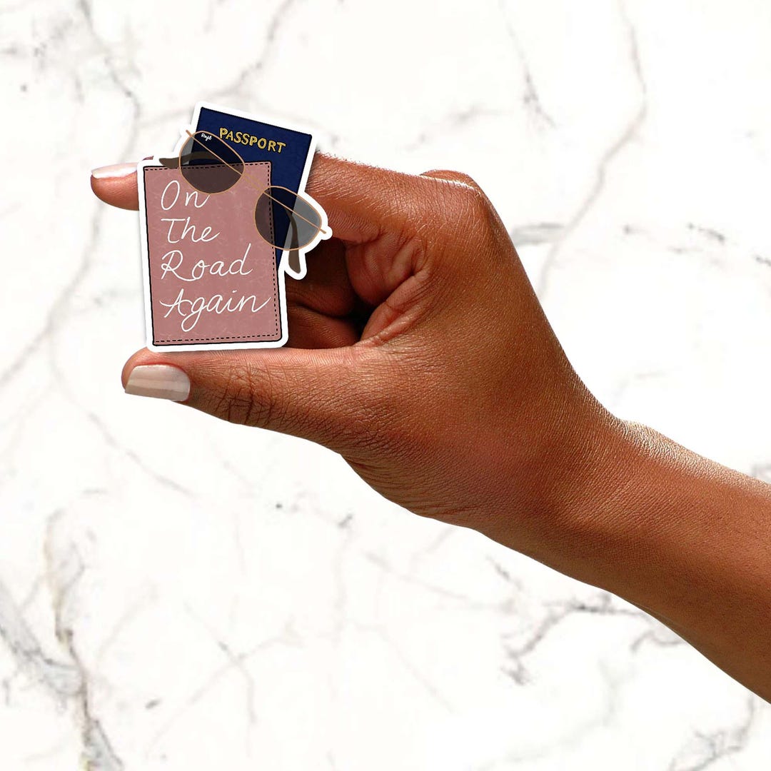 On the Road Again Passport Sticker, Pink Passport Holder, Travel-themed ...