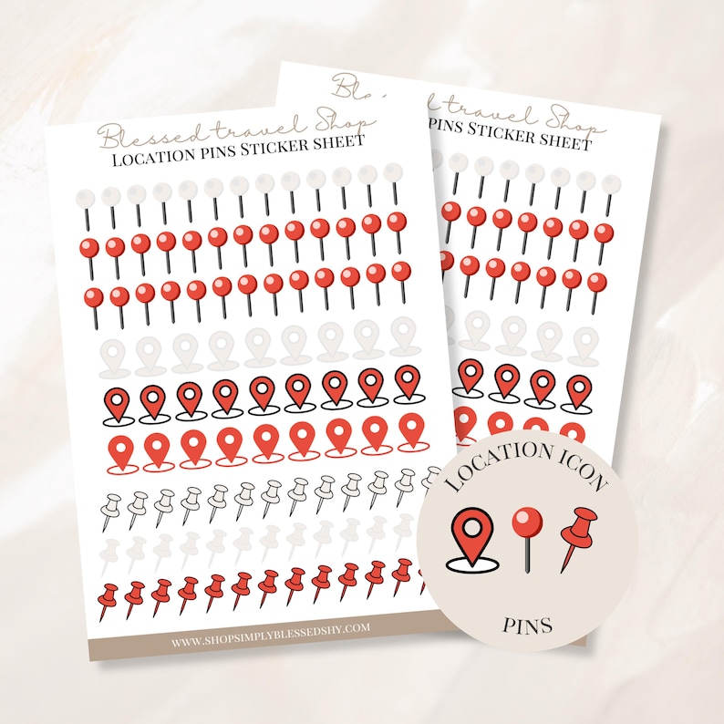 Location Pin Sticker Sheet, Travel Planner Stickers, Map Marker ...