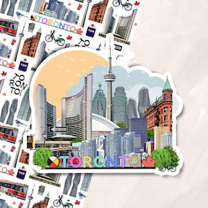 Naklejka Toronto, Naklejka z ilustrowanymi zabytkami Toronto, Naklejka Toronto, Naklejka z planera, Naklejka z panoramą 6ix, My, Północ