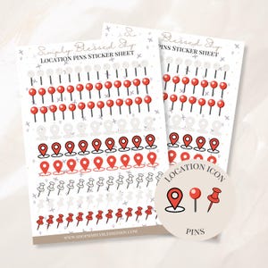 Location pin sticker sheet, Travel Planner Stickers, Map Marker Stickers, Adventure Sticker, Vacation Planning Stickers, Wanderlust Stickers