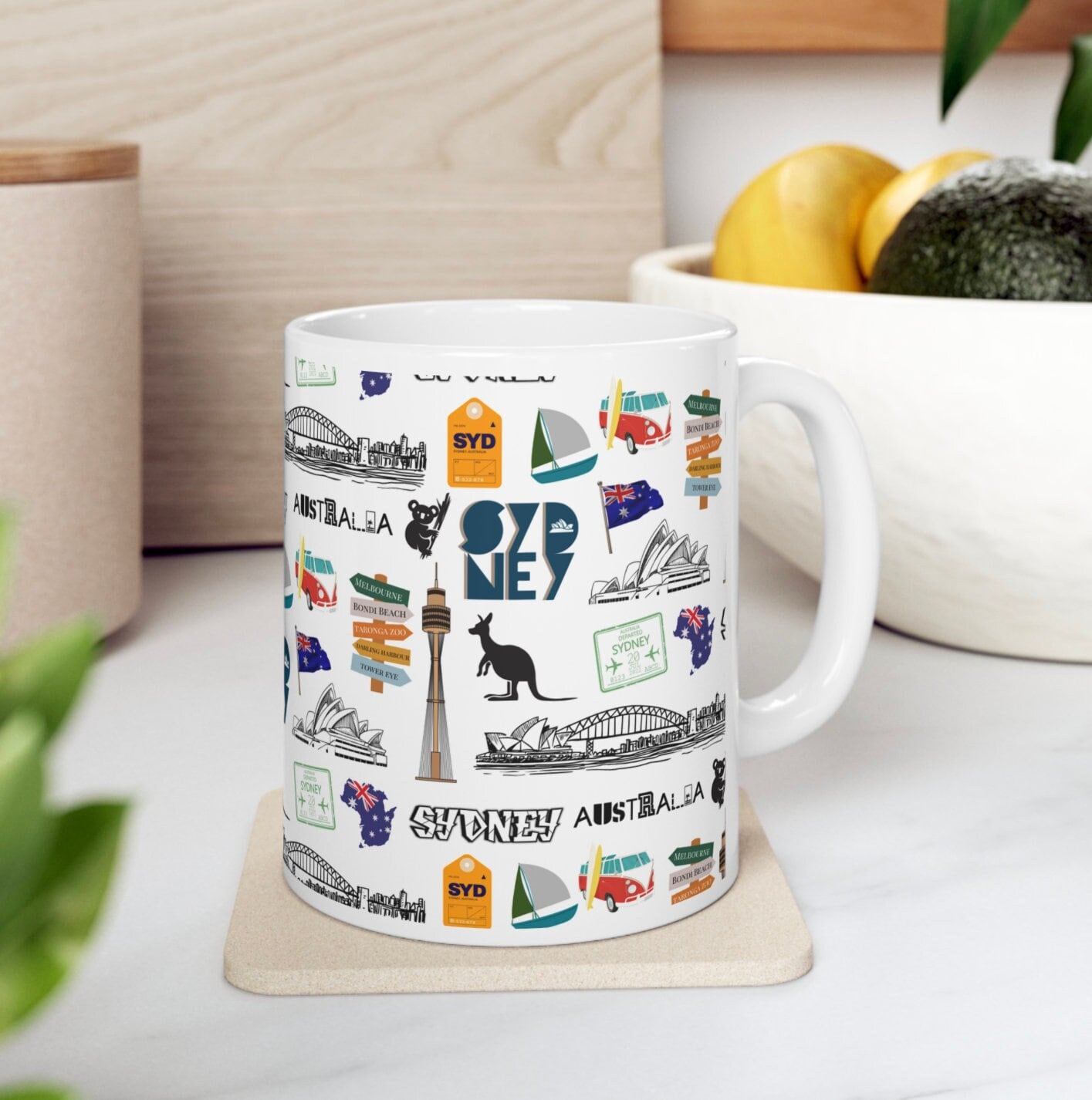 Sydney coffee mug, Sydney Australia mug, Illustrated Sydney Mug, Popular Landmarks, Sydney souvenir, Australia mug, Sydney gift, Travel mug