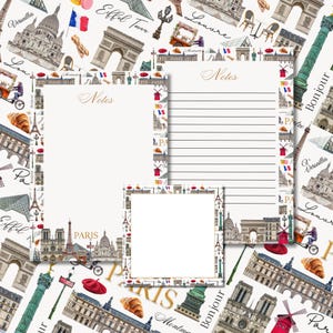 Paris Notepad, French Travel Stationery, Parisian Aesthetic Memo Pad, Eiffel Tower Notepad, Chic France Inspired Desk Pad, Paris Gift Idea