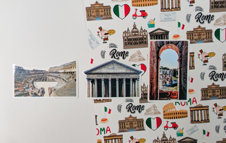 Rome Sticker, Illustrated Rome Landmarks Sticker, Europe Travel ...