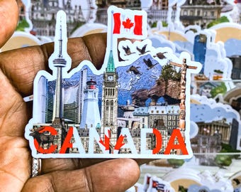 Adesivo punti di riferimento canadesi, adesivo in vinile Canada, luoghi canadesi iconici, adesivo in vinile Canada Pride, adesivo impermeabile, regalo di viaggio Canada