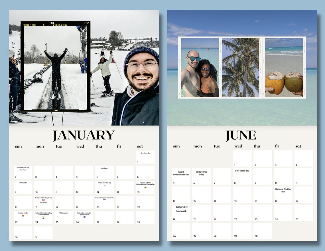 Custom Photo Wall Calendar for 2024, Personalized Photo Calendar